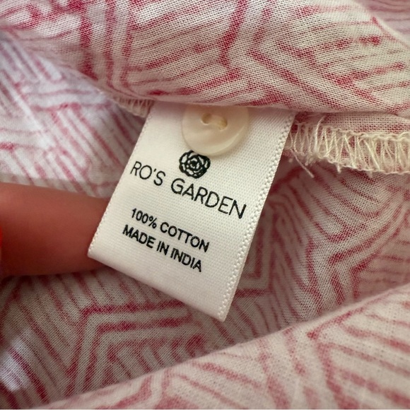 Ro’s Garden Tuckernuck Popover Blouse 100% Cotton Geometric Preppy Womens M - Picture 7 of 11